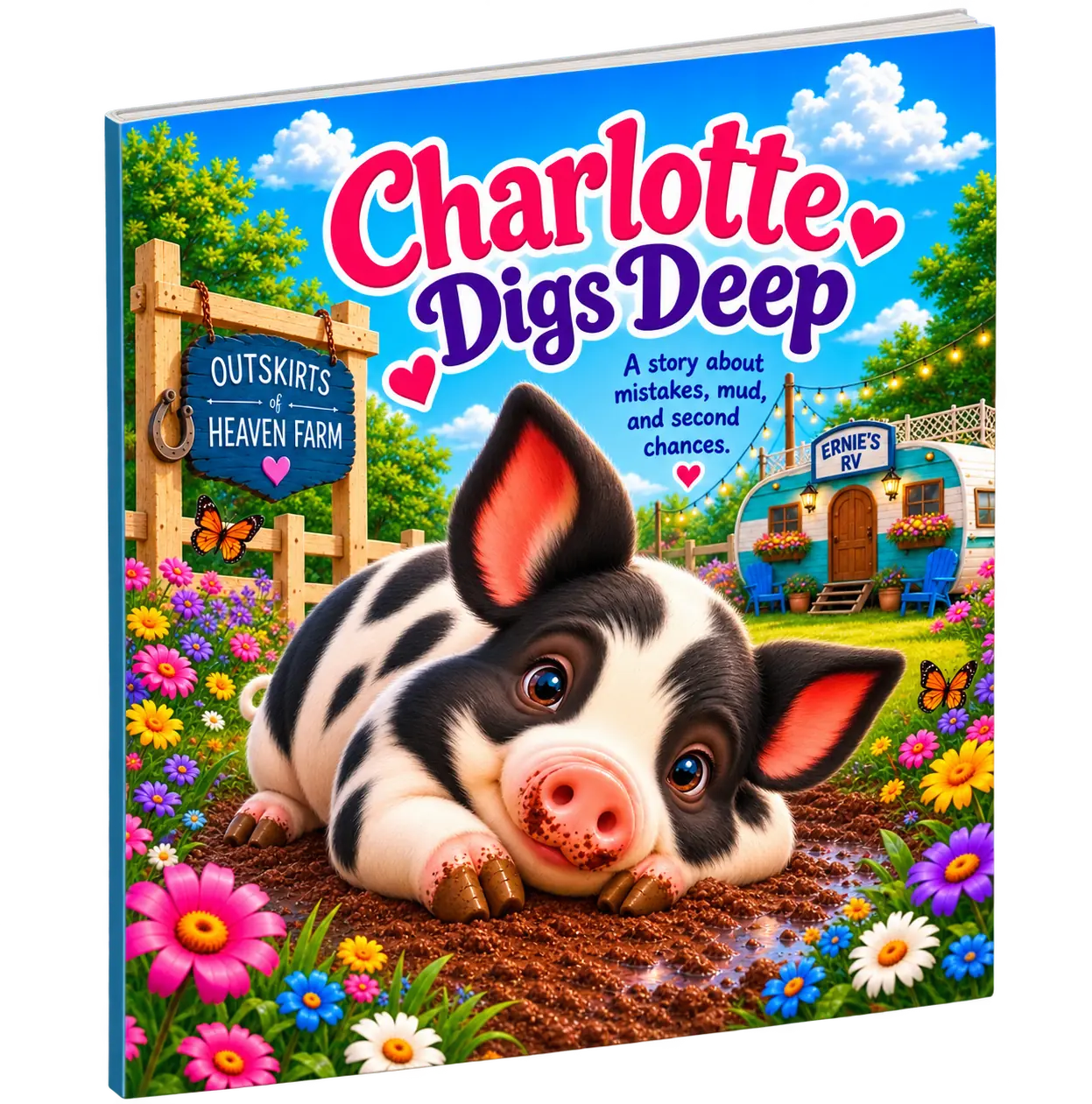 Charlotte Digs Deep children's farm animal story featuring a mischievous farm pig